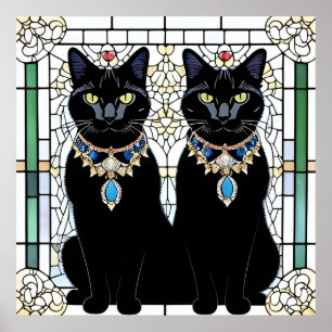Poster Gatos Negros Elegantes com Joias