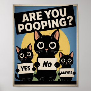 Poster Gatos Negros Engraçados Estão Poopando? Gato Humor