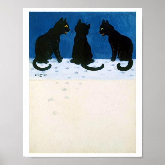 Poster Gatos Negros na Neve, Louis Wain (Frente)