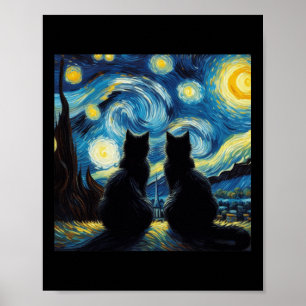 Poster Gatos Negros Passam Frio Noite Van Gogh Cat Mãe Ca