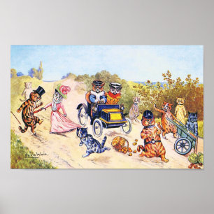 Poster Gatos no Carro, Louis Wain