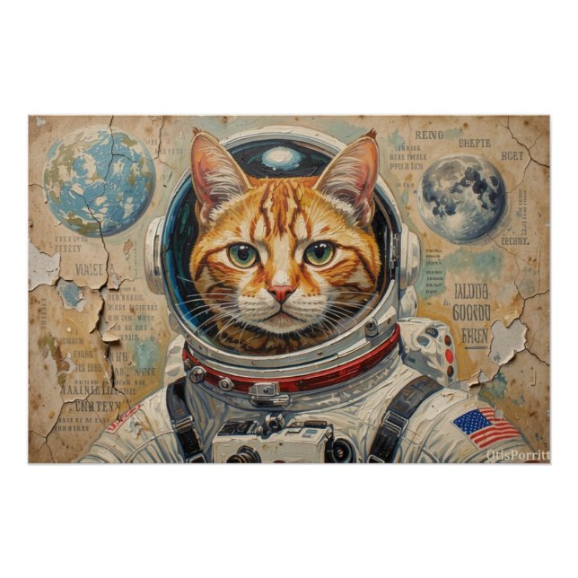 PÓSTER GATOS NO ESPAÇO 10 (Frente)