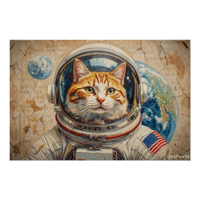 PÓSTER GATOS NO ESPAÇO 4 (Frente)