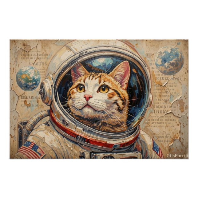 PÓSTER GATOS NO ESPAÇO 5 (Frente)