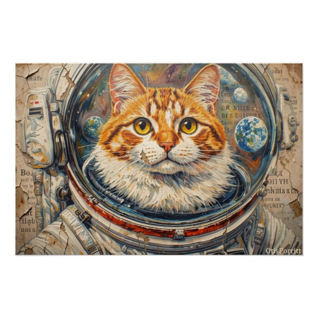 PÓSTER GATOS NO ESPAÇO 7 (Frente)