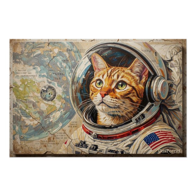 PÓSTER GATOS NO ESPAÇO 8 (Frente)