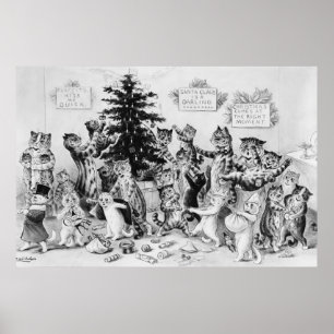 Poster Gatos no Natal Louis Wain