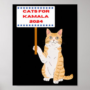 Poster Gatos Para Kamala Harris Votar Presidente 2024 EUA