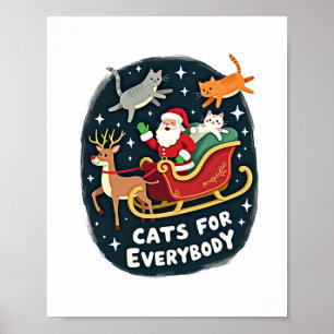 Poster Gatos Para Todos Natal Gato Divertido Natal Mulher