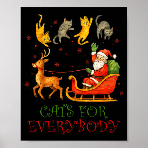 Poster Gatos Para Todos Natal Gato Divertido Natal Santa