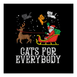 Póster Gatos Para Todos O Natal Gato Divertido Mulheres P