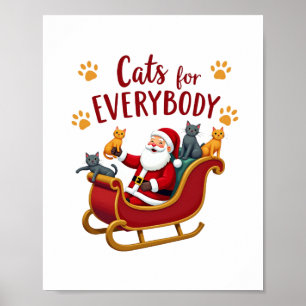 Poster Gatos Para Todos O Natal Gato Divertido Natal Mulh