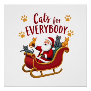 Póster Gatos Para Todos O Natal Gato Divertido Natal Mulh