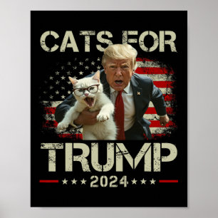 Poster Gatos Para Trump 2024 Voto Engraçado Para Trump - 