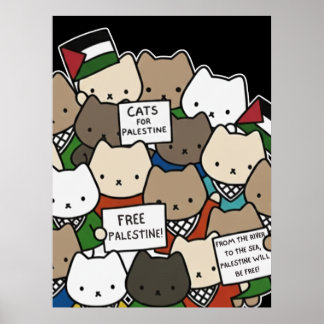 Poster Gatos pela Palestina – Gatos Kawaii pela Justiça
