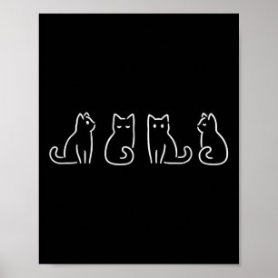Poster Gatos Posam Arte Minimalista Amante de Gatos