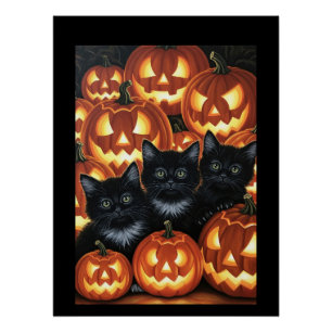 Póster Gatos Pretos e Jack O’Lanternas
