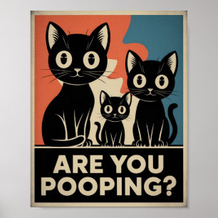 Poster Gatos Pretos Engraçados Estão Fezendo Cocô? Gato H