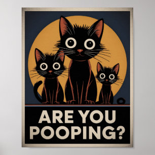 Poster Gatos Pretos Engraçados Estão Fezendo Cocô? Gato H