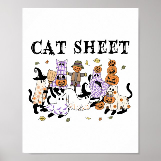 Poster Gatos Pretos No Fantasma Engraçado Folha De Gato (Frente)