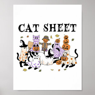 Poster Gatos Pretos No Fantasma Engraçado Folha De Gato