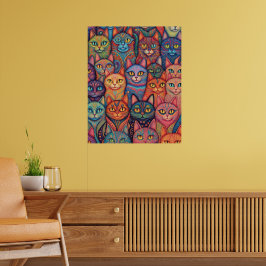 Poster Gatos psicodélicos. Hippy, Bohemian, BoHo