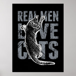 Poster Gatos reais do amor dos homens no estilo do Grunge