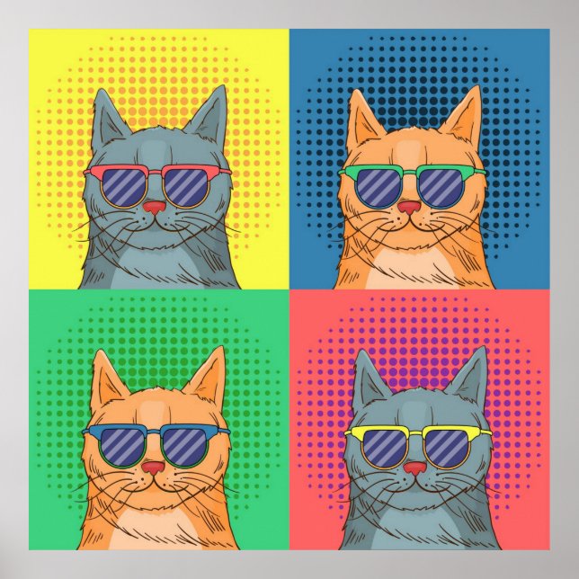 Poster Gatos Retro-Arte pop (Frente)