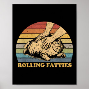 Poster Gatos Rolando Gatos Uni-Adultos Engraçados E Crian