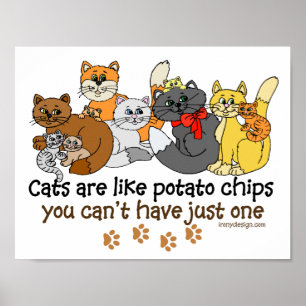 Póster Gatos São Como Batatas Fritas Dizendo