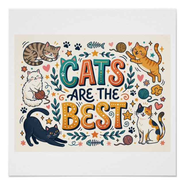 Póster Gatos São os Melhores (Frente)