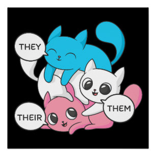Póster Gatos Trans Eles Deles Seus Pronomes Transgênero I
