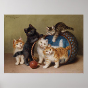 Poster Gatos Vintage Gatinhos Sophie Sperlich A Bola Verm