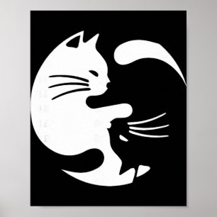 Poster Gatos Yin e Yang Fofos Ioga Amante da Paz Amante d