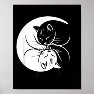 Poster Gatos Yin Yang Preto E Branco Amante De Gato Fofo