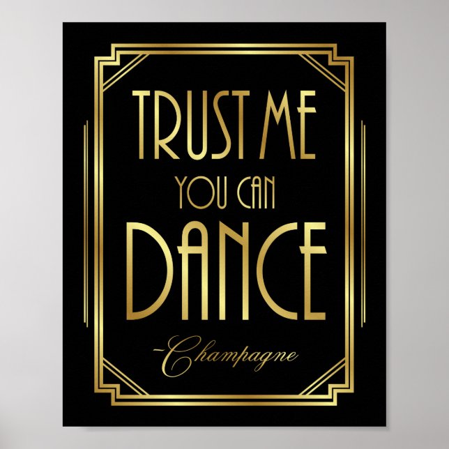 Poster Gatsby Art Deco CONFIE EM MIM VOCÊ PODE DANÇAR Sin (Frente)