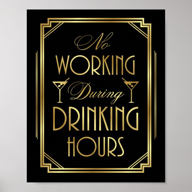Poster Gatsby Art Deco NO WORWORK BEBENDO (Frente)