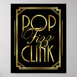 Póster Gatsby Art Deco POP FIZZ - Sinal de CLINK Impressã