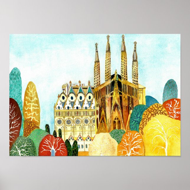 Póster Gaudi é Barcelona. (Frente)