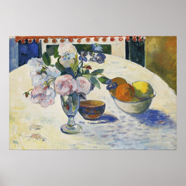 Poster Gauguin - Flores & Tigela De Frutas Em Uma Mesa 18 (Frente)
