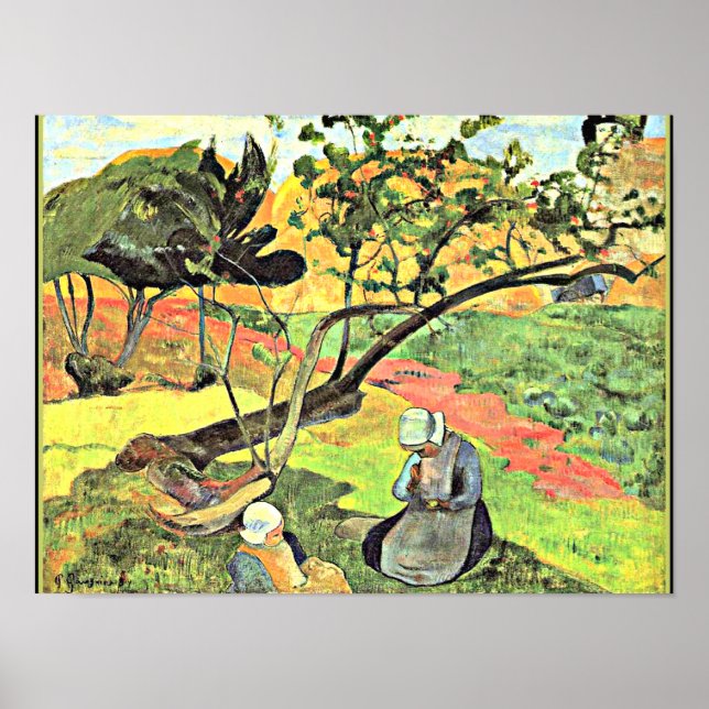 Poster Gauguin - Paisagem com Mulheres Breton (Frente)