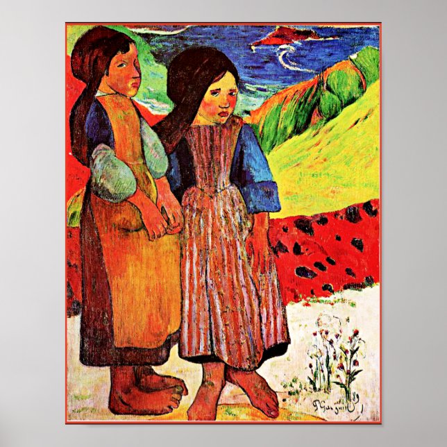Poster Gauguin - Raparigas Breton pelo Mar (Frente)