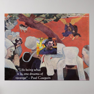 Poster Gauguin Único Depois do Sermão Cartaz Com Citação