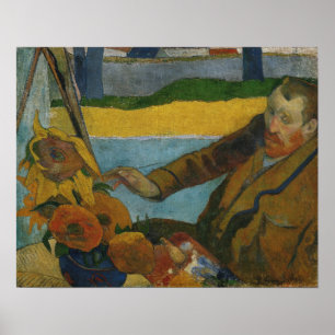 Poster Gauguin - Vincent Van Gogh pintando Sunflower