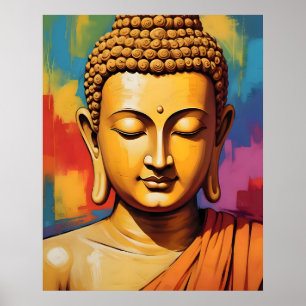 Poster Gautama Buddha Folk Art Fusion
