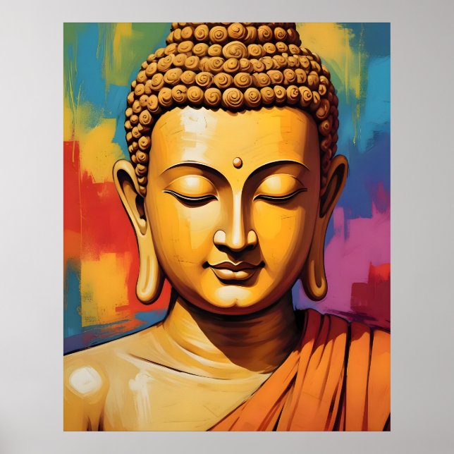 Poster Gautama Buddha Folk Art Fusion (Frente)