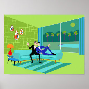 Poster Gay de Casal Romântico Retroativo