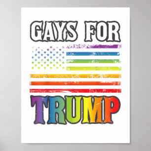 Poster Gay Para Trump LGBT Orgulho Gay Arco-Íris Votar Re