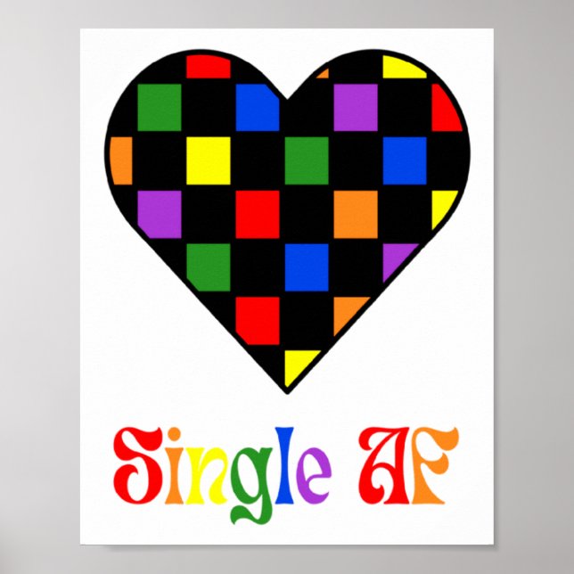 Poster Gay Pride Rainbow Single Af Valentines Day Sarcas  (Frente)