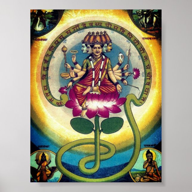 Poster Gayatri Mantra (personificação como deusa) (Frente)